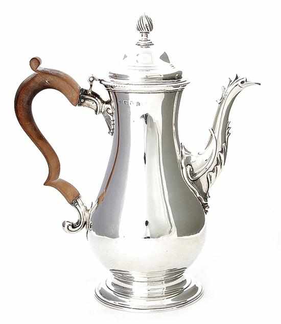 Appraisal: George III sterling coffeepot by Francis Crump London dated domed