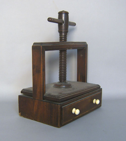 Appraisal: Mahogany book press mid th c with a single drawer