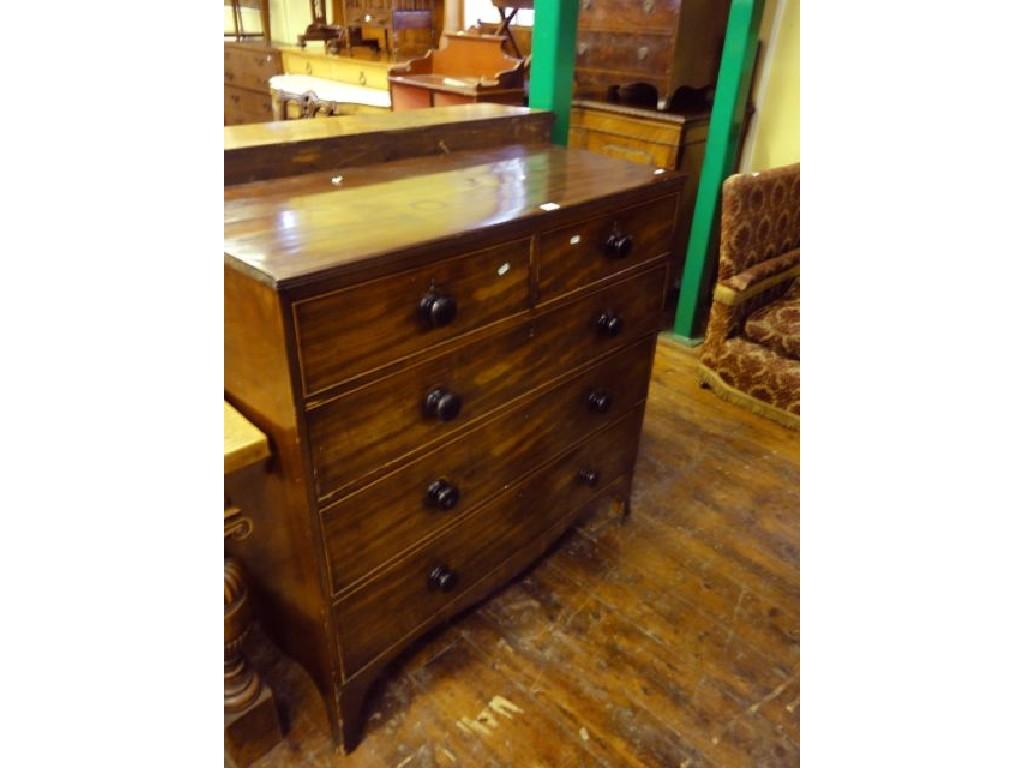 Appraisal: An early th century mahogany chest fitted with three long