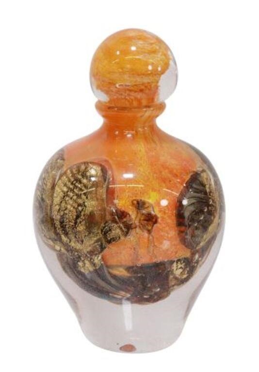 Appraisal: Studio blown art glass vase with stopper signed J C