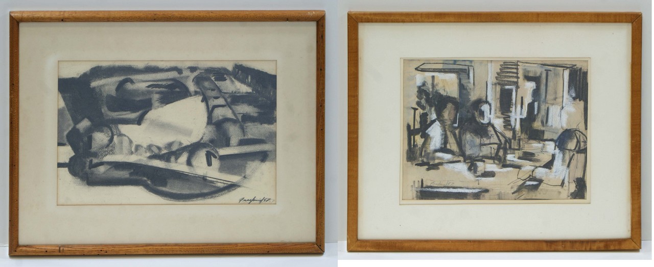 Appraisal: William Lee Freeland American - works b w charcoal one