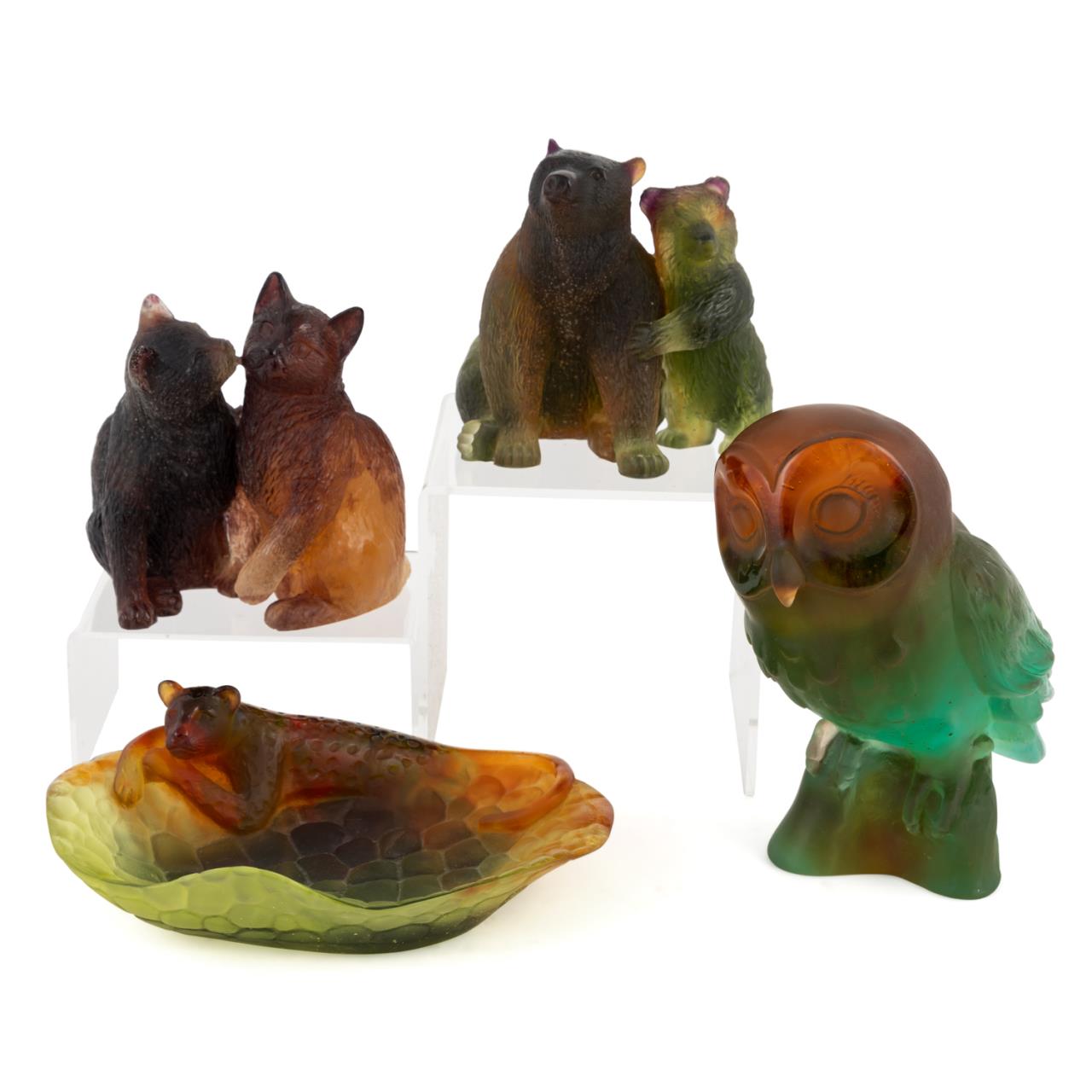 Appraisal: FOUR DAUM PATE DE VERRE PIECES Four Daum pate de