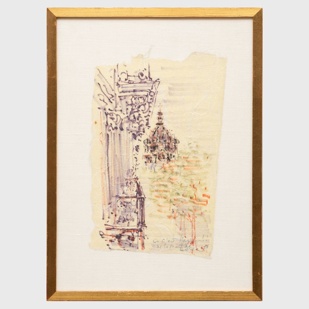 Appraisal: Dimitrie Berea - Ca C'est Paris Ink on handmade paper