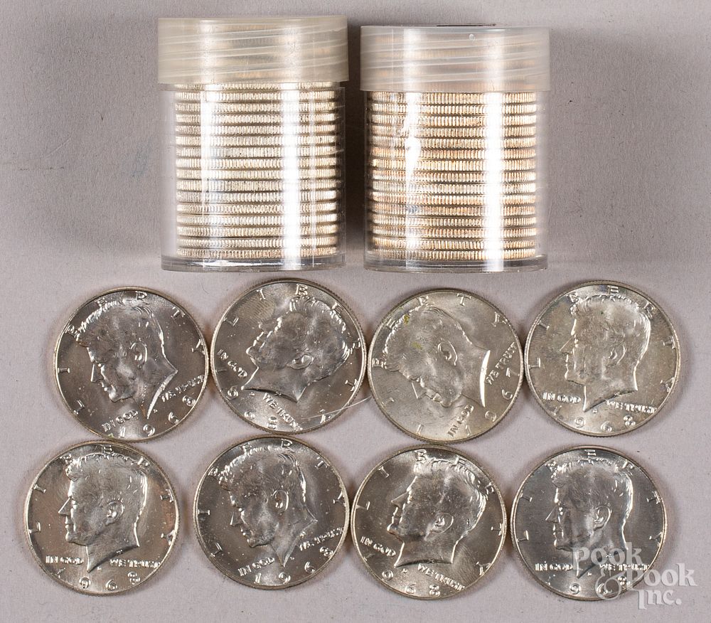 Appraisal: Twenty-one Kennedy silver half dollars etc Twenty-one Kennedy silver half