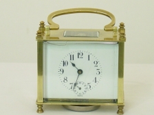 Appraisal: French carriage clock with alarm rectangular case with original leather