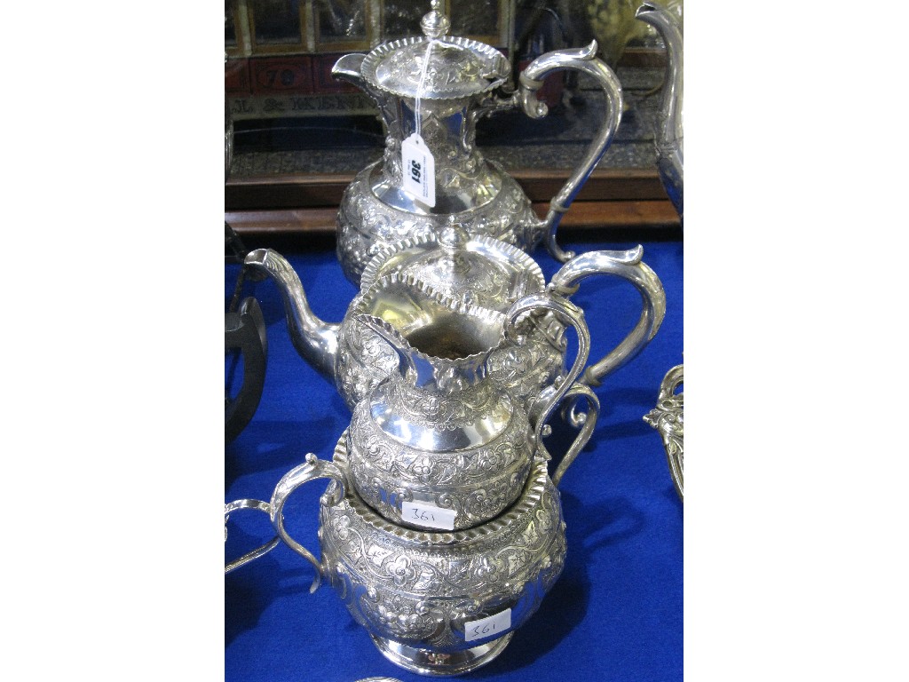 Appraisal: Victorian four piece silver plated tea service