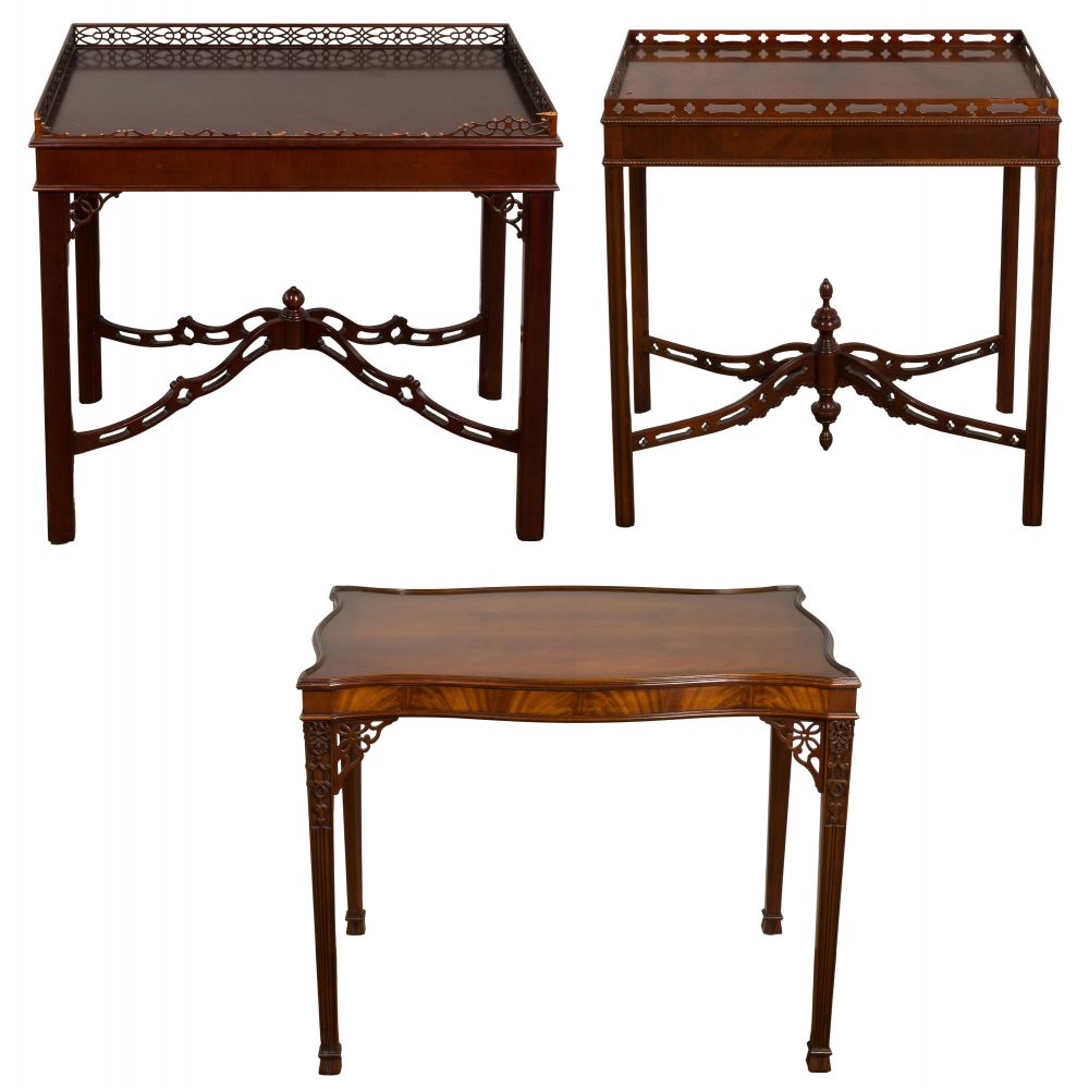 Appraisal: BAKER TABLE ASSORTMENT tables all having ornamentation on legs including