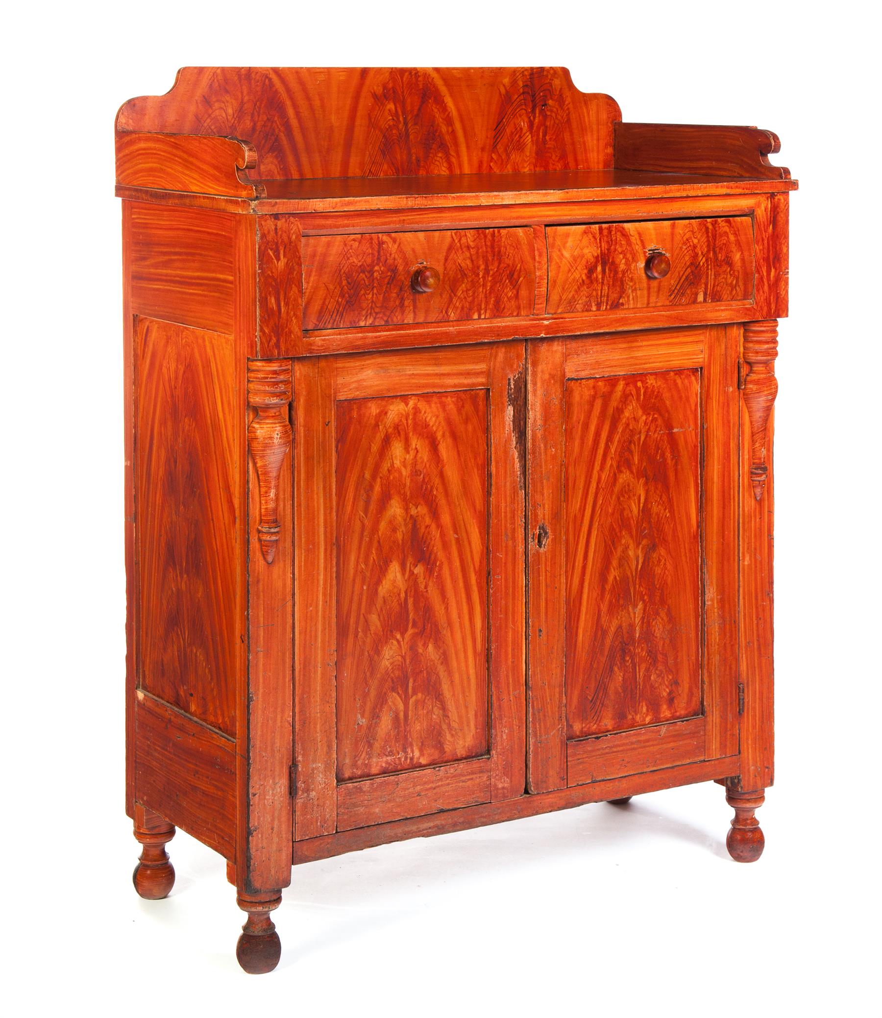 Appraisal: AMERICAN DECORATED JELLY CUPBOARD Ca pine Attributed to Rupp York