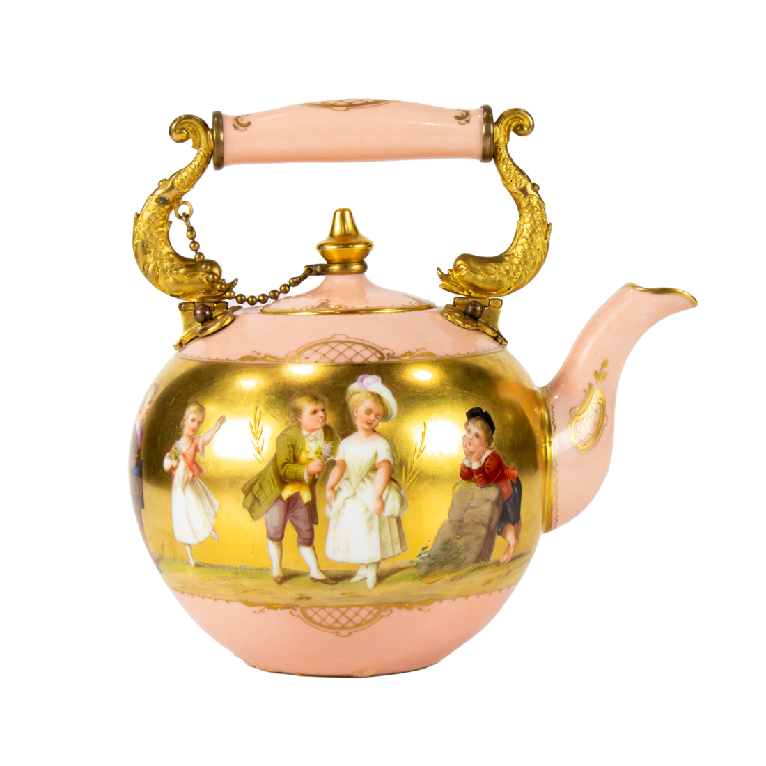 Appraisal: A VIENNA PORCELAIN GILT BRONZE MOUNTED TEAPOT A Vienna porcelain