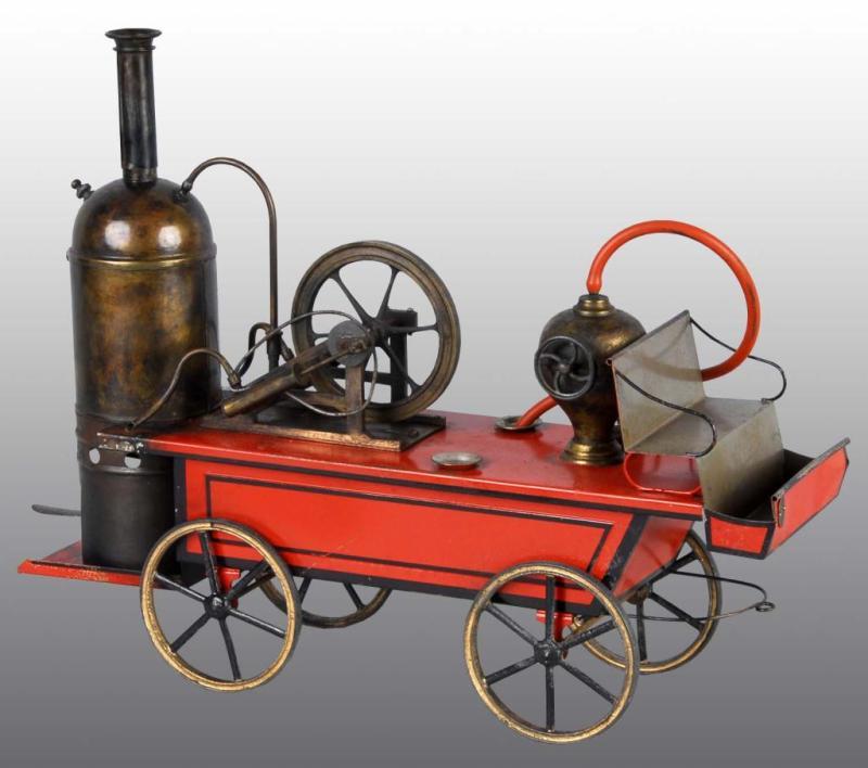 Appraisal: Tin Ernst Plank Live Steam Fire Pumper Toy Description German