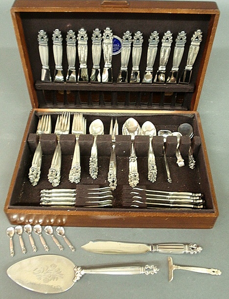 Appraisal: - Georg Jensen sterling silver flatware Acorn pattern service for