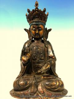 Appraisal: ANTIQUE Chinese Massive Bronze Buddha Ming period high ANTIQUE Chinese