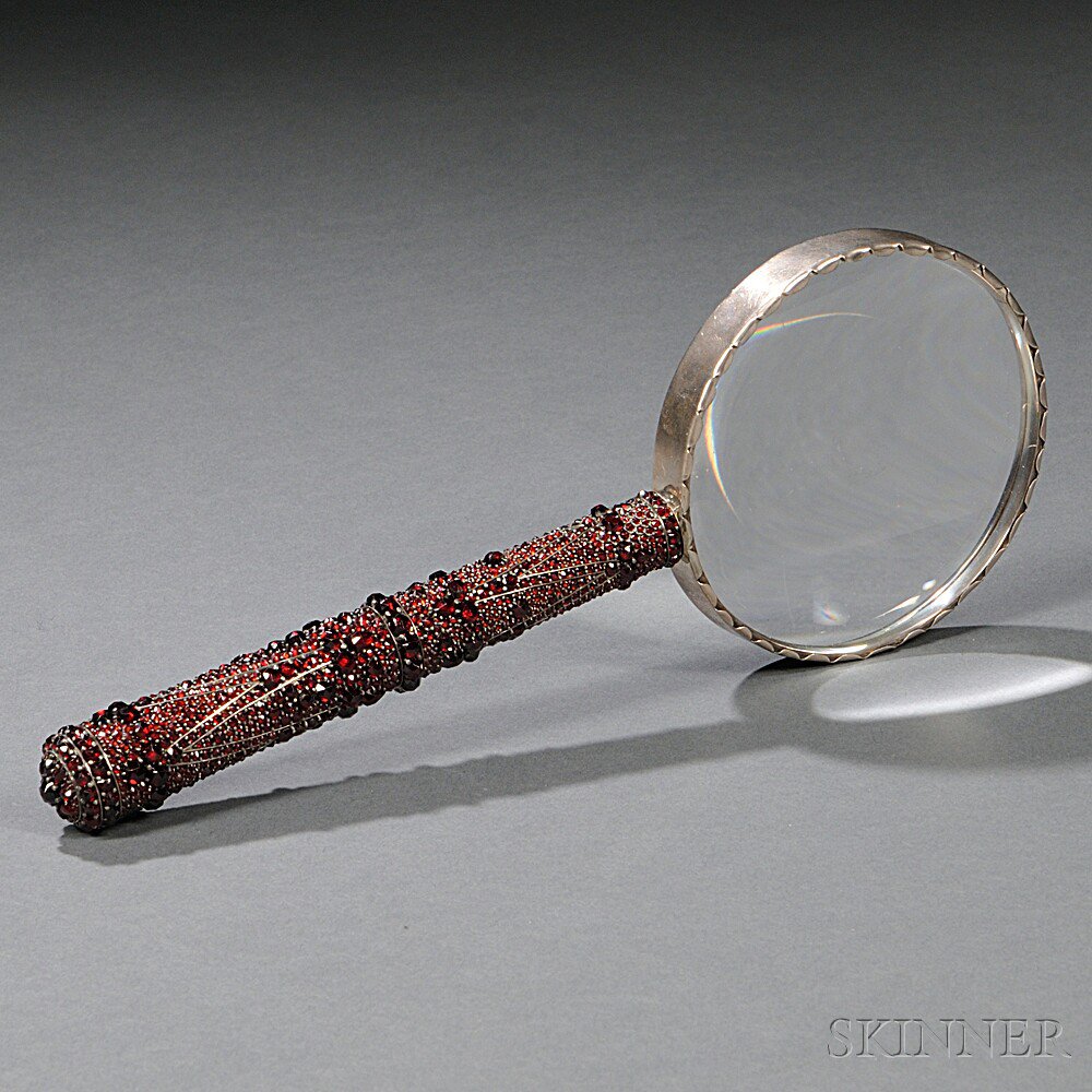 Appraisal: Bohemian Garnet-mounted Magnifying Glass late th early th century with