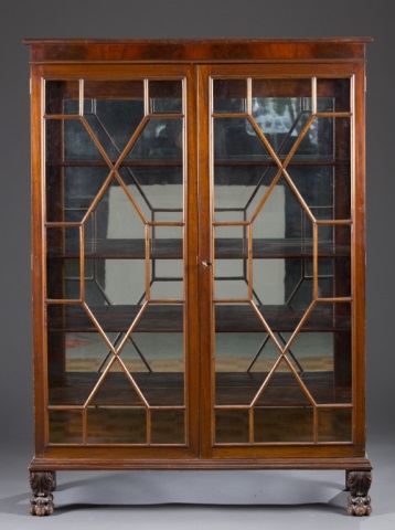 Appraisal: th c Mahogany Glass Front Book Case Mirrored back with