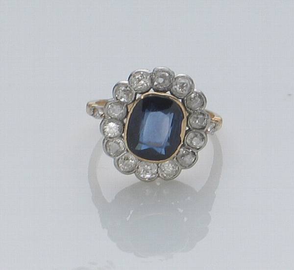 Appraisal: A diamond synthetic sapphire and k gold and white gold