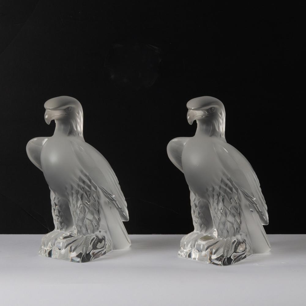 Appraisal: LALIQUE FRANCE PAIR OF 'LIBERTY' EAGLES A matched pair of