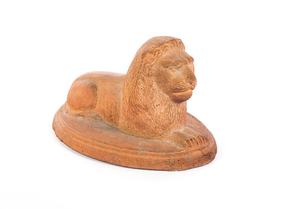 Appraisal: OHIO SEWERTILE LION Early th century Modeled after Mogadore pottery