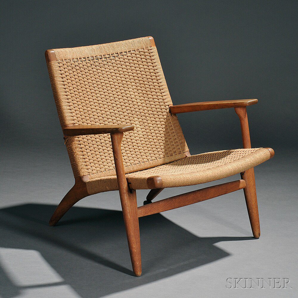 Appraisal: Early Hans Wegner - Easy Armchair Oak papercord Carl Hansen