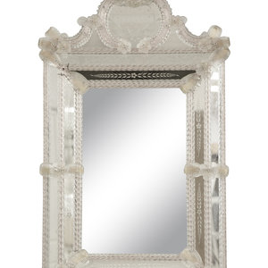 Appraisal: A Venetian Etched Murano Glass Framed Mirror Early th Century