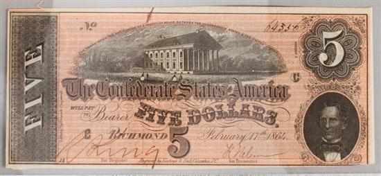 Appraisal: Confederate States of America Note issue of February EF- PPQ