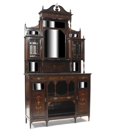 Appraisal: A Victorian floral inlaid rosewood mirror back chiffonier the broken