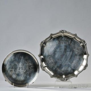 Appraisal: Two George III IV Sterling Silver Salvers one London -