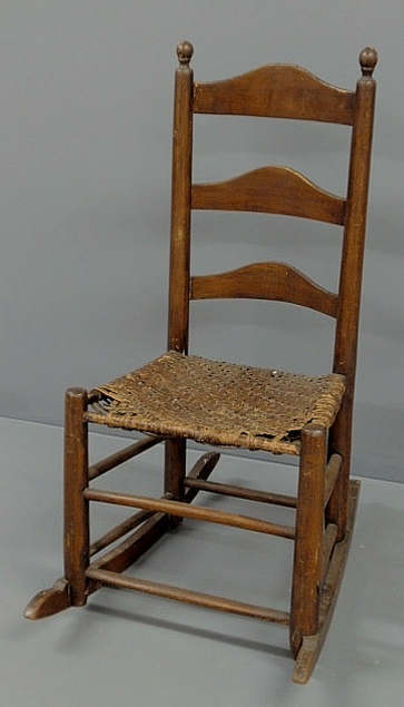 Appraisal: Maple three-slat rocker th c