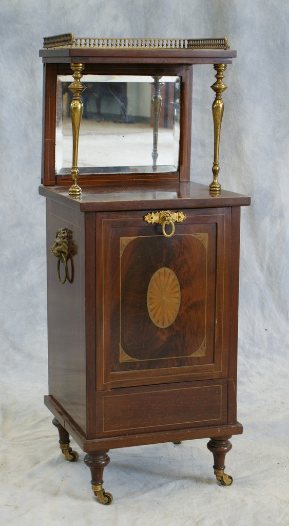 Appraisal: Edwardian inlaid mahogany coal scuttle with a galleried curio top