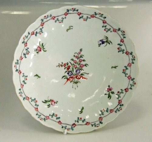 Appraisal: A New Hall saucer dish painted garlands of flowers bouquets