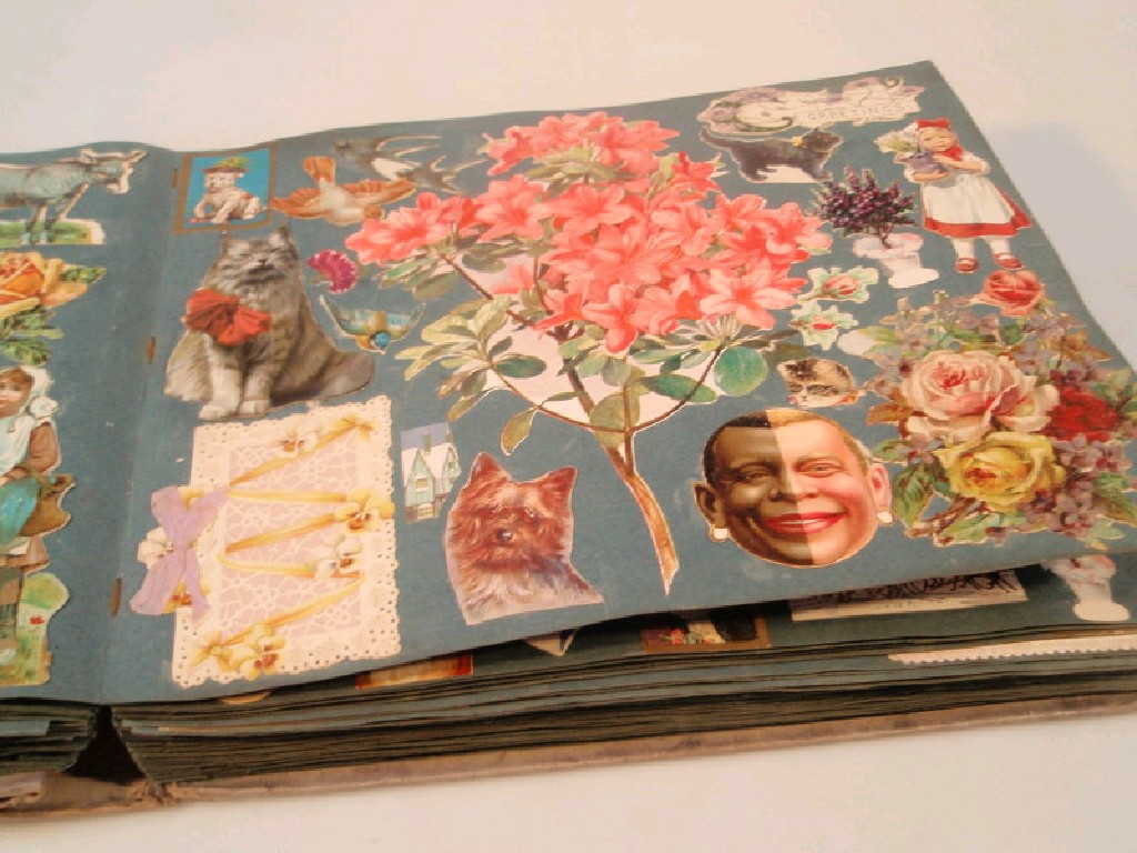 Appraisal: The Peerless album of scraps and applied lithographs postcards and