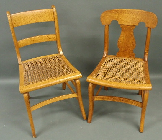 Appraisal: Two maple side chairs with saber legs h x w