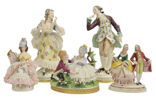 Appraisal: lot of German Dresden lace porcelain figures early to mid