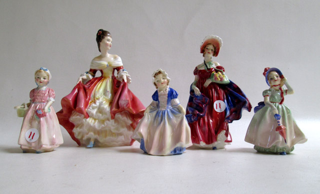 Appraisal: FIVE ROYAL DOULTON FIGURINES including Dinky Do Tinkle Bell Babie