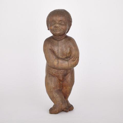 Appraisal: Carved Hardwood Figure of a Young Boy th early th