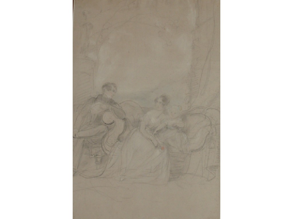 Appraisal: ENGLISH SCHOOL circa A preparatory sketch of a husband and