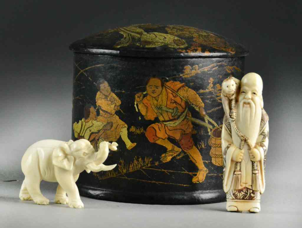 Appraisal: Pieces Chinese Decorative Arts Including IvoryTo include two carved ivories