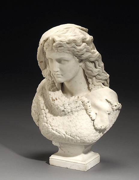 Appraisal: An Italian carved white marble bust emblematic of winter Vincenzo