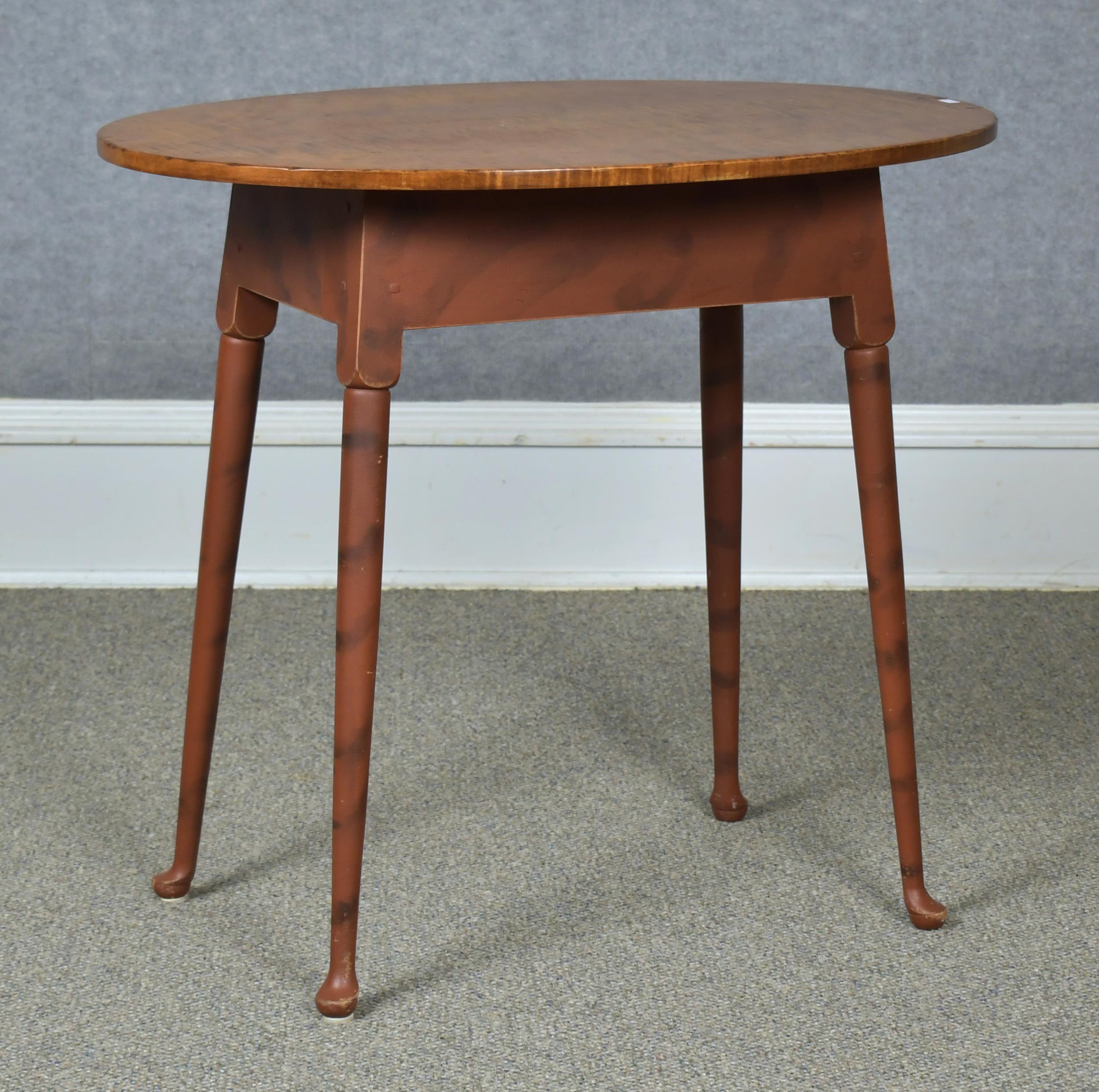 Appraisal: DAVID SMITH OVAL TIGER MAPLE TOP TEA TABLE A bench