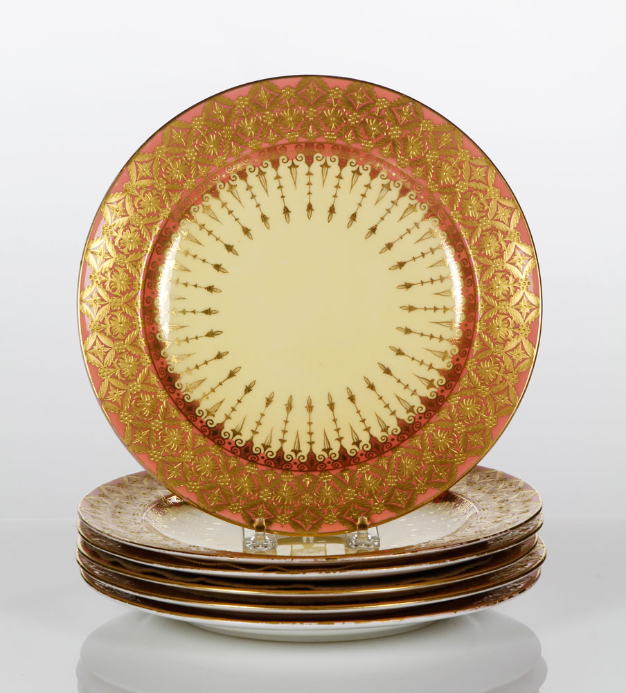 Appraisal: - Late th C Crown Derby Dinner Plates Late th