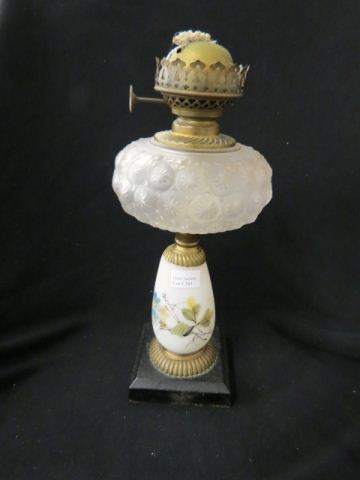 Appraisal: Victorian Oil Lamp Mt Washington style handpainted white satin base