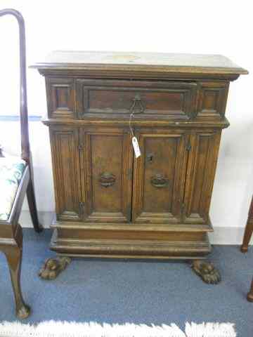 Appraisal: th Century Italian Cabinet handmade hinges metalwork carved lion paw