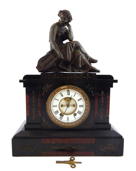 Appraisal: Seth Thomas mantle clock Neo-Classical style c black marble with