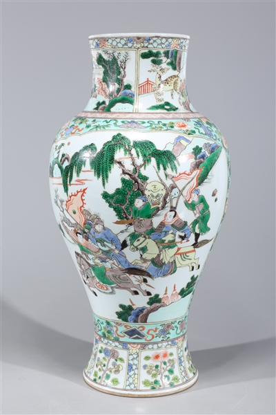 Appraisal: Large Chinese famille verte enameled porcelain vase with warriors and