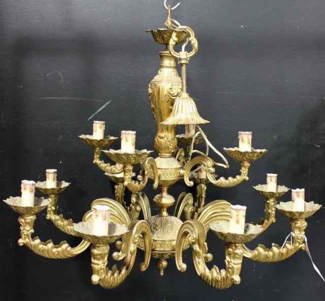 Appraisal: Gilt Metal Multi Arm Chandelier From a Long Island NY