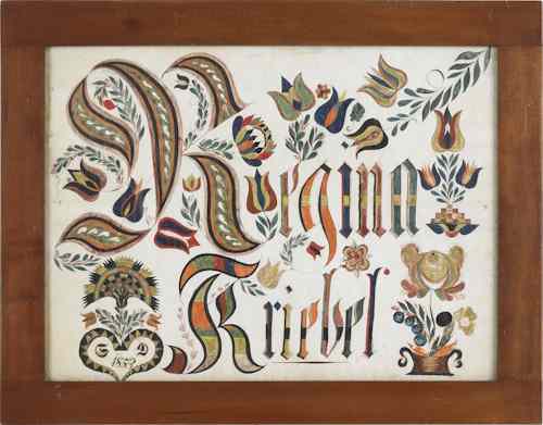 Appraisal: Montgomery County Pennsylvania Schwenkfelder fraktur drawing probably by Sarah Kriebel