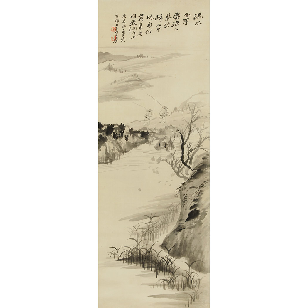 Appraisal: Zhang Daqian th Century Fishermen in a landscape Signed two