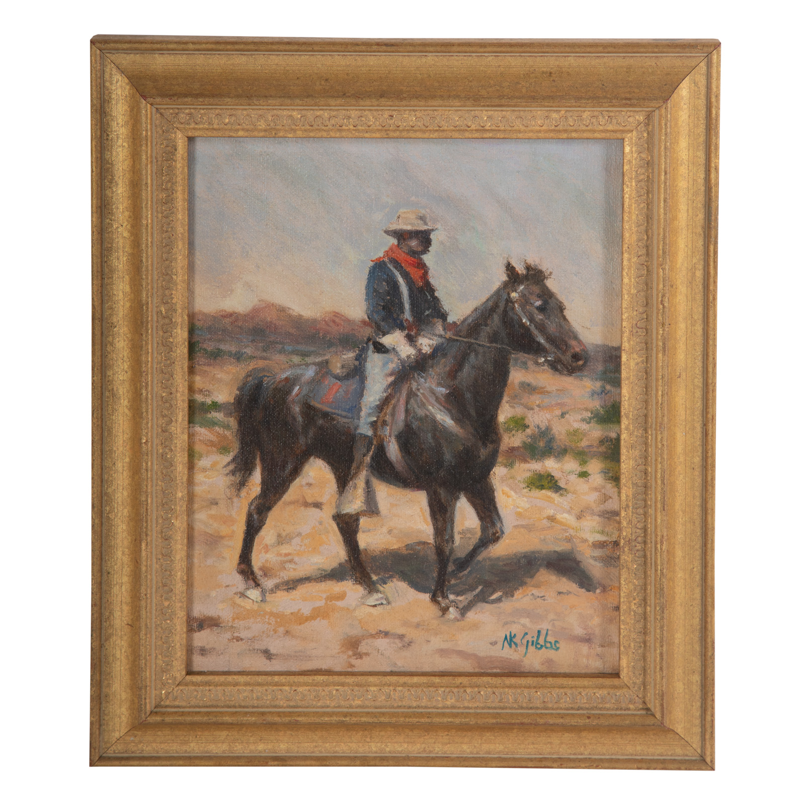 Appraisal: NATHANIEL K GIBBS STUDY OF HORSE SOLDIER OIL American -