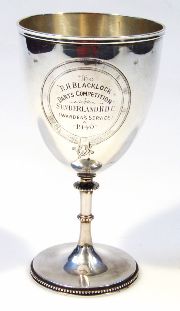 Appraisal: A Victorian silver goblet with egg shaped bowl on cylindrical