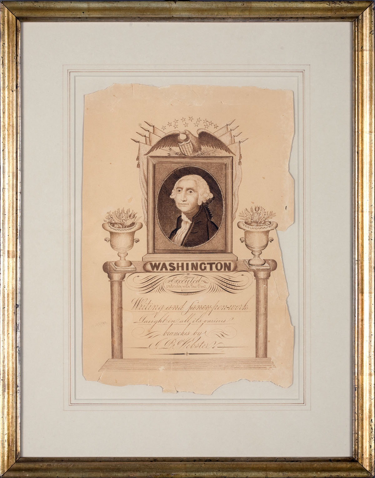 Appraisal: MEMORIAL TO WASHINGTON CALLIGRAPHIC ADVERTISMENT FOR THE PEN MAN J