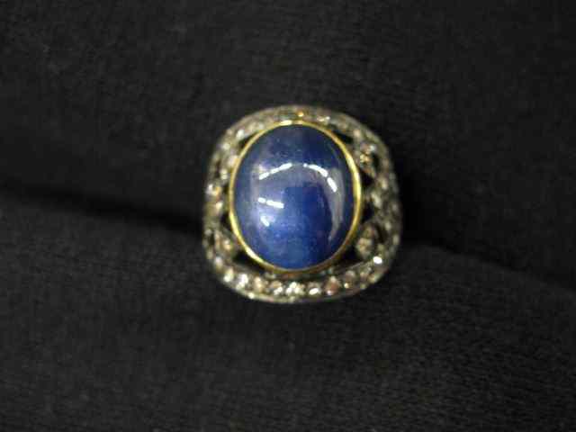 Appraisal: Star Sapphire Diamond Ring oval cabochon weighing carats rich blue